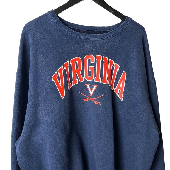 Vintage Y2K University of Virginia Navy Blue Crewneck Sweatshirt Classic - Picture 2 of 13